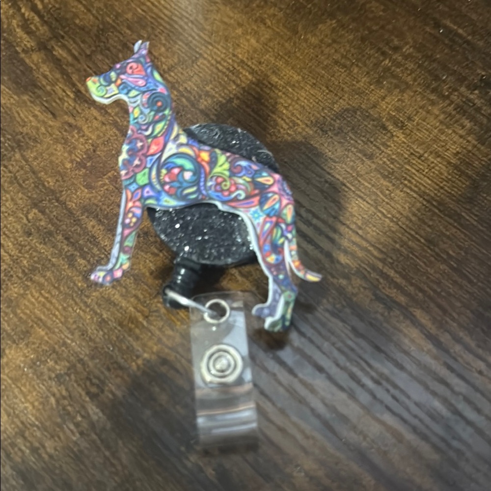 Colorful Great Dane Dog Badge Reel